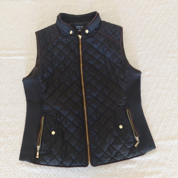 Active USA Jackets & Blazers - Active USA Black Quilted Vest with Gold Accents